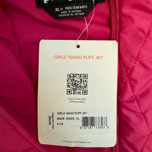Patagonia Girls Hot Pink Nano Puff XL Brand New! - Picture 5 of 5